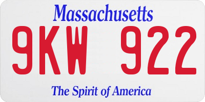 MA license plate 9KW922