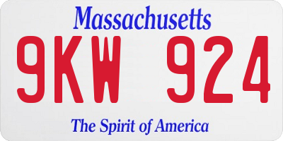MA license plate 9KW924