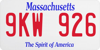 MA license plate 9KW926