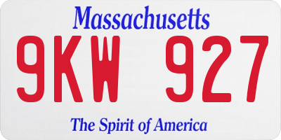 MA license plate 9KW927