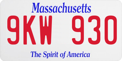 MA license plate 9KW930
