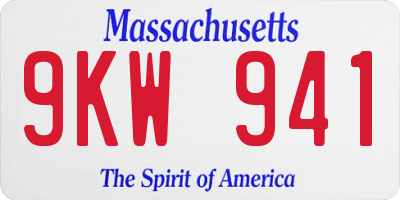 MA license plate 9KW941