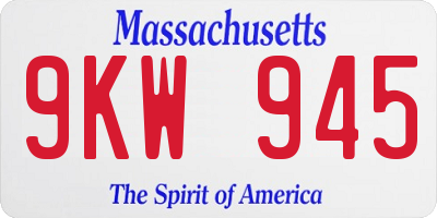 MA license plate 9KW945