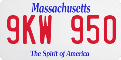 MA license plate 9KW950