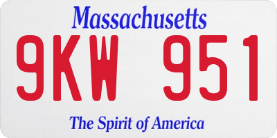 MA license plate 9KW951
