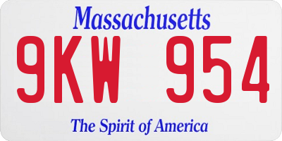 MA license plate 9KW954