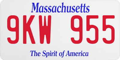 MA license plate 9KW955