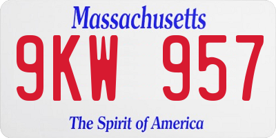 MA license plate 9KW957