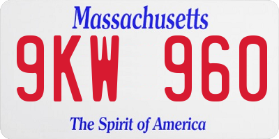 MA license plate 9KW960