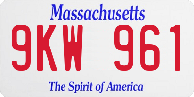 MA license plate 9KW961