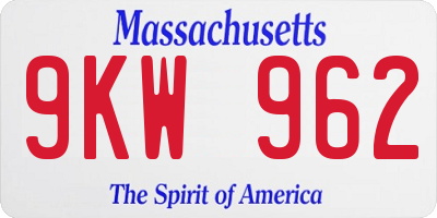 MA license plate 9KW962