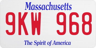 MA license plate 9KW968