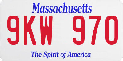 MA license plate 9KW970