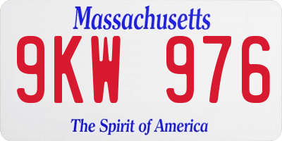 MA license plate 9KW976