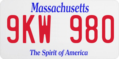 MA license plate 9KW980
