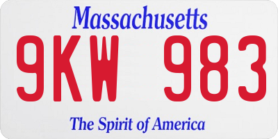 MA license plate 9KW983