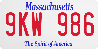 MA license plate 9KW986