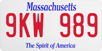 MA license plate 9KW989