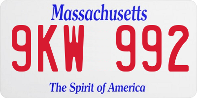 MA license plate 9KW992