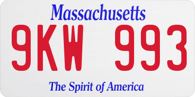 MA license plate 9KW993