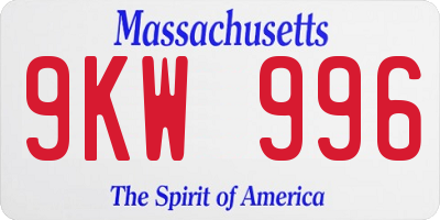 MA license plate 9KW996