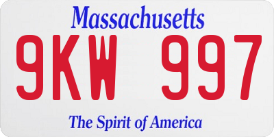 MA license plate 9KW997