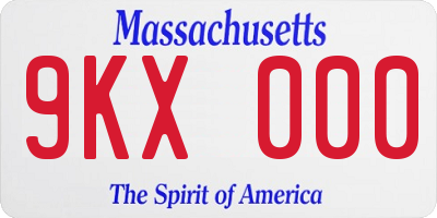 MA license plate 9KX000