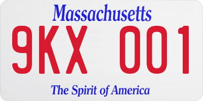 MA license plate 9KX001