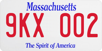 MA license plate 9KX002