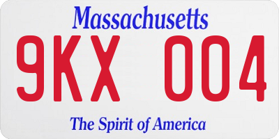 MA license plate 9KX004