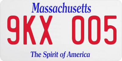 MA license plate 9KX005