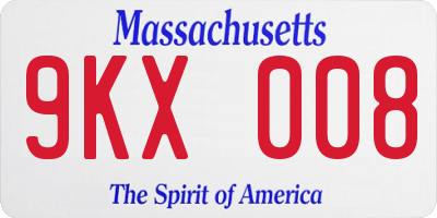 MA license plate 9KX008