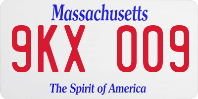MA license plate 9KX009