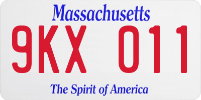 MA license plate 9KX011