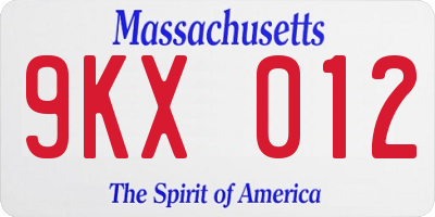 MA license plate 9KX012