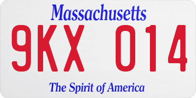 MA license plate 9KX014
