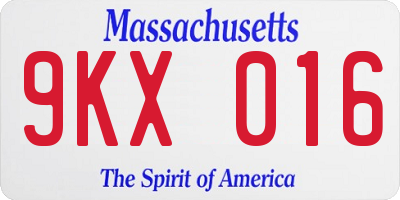 MA license plate 9KX016