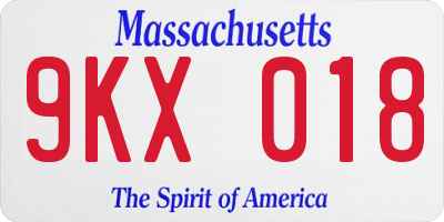 MA license plate 9KX018