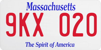 MA license plate 9KX020