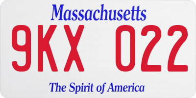MA license plate 9KX022