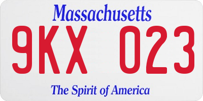 MA license plate 9KX023