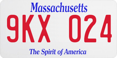 MA license plate 9KX024