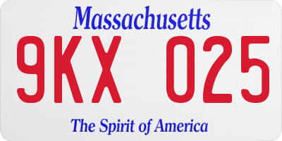 MA license plate 9KX025