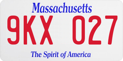 MA license plate 9KX027