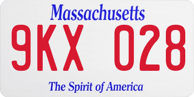 MA license plate 9KX028