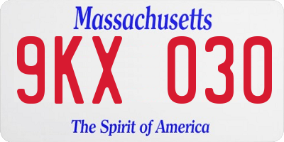 MA license plate 9KX030