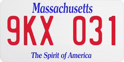 MA license plate 9KX031