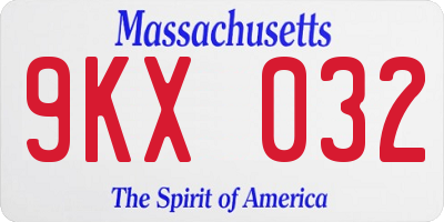 MA license plate 9KX032