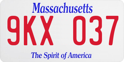 MA license plate 9KX037