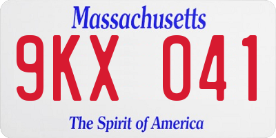 MA license plate 9KX041